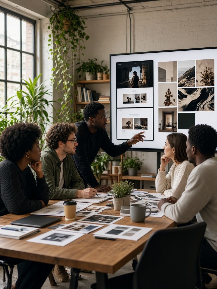 Agency team reviewing designs together