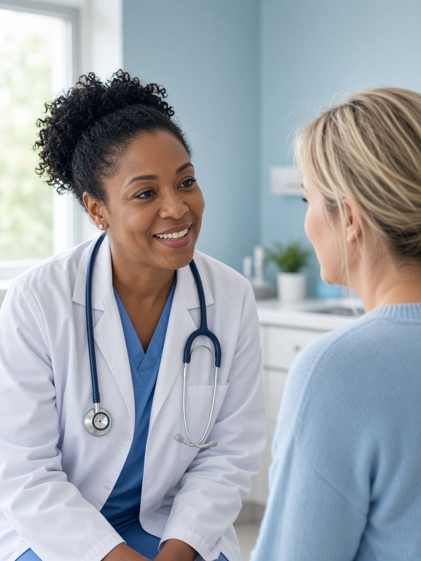 A Brightvale doctor talking with a patient
