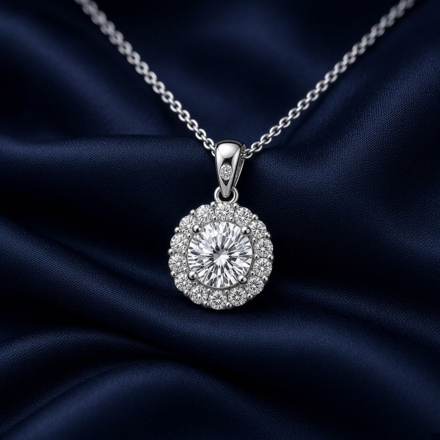 Diamond halo pendant