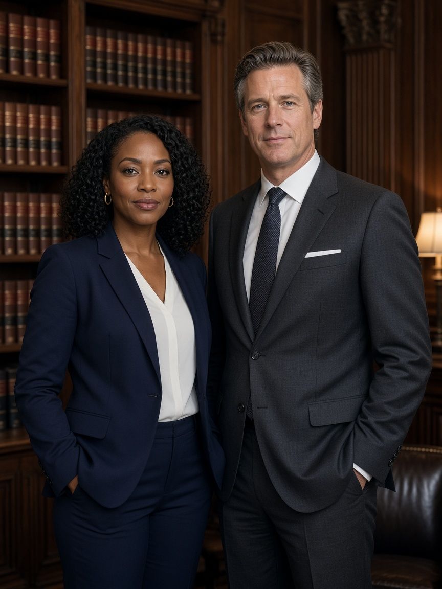 Two Ashford & Mensah partners in the firm's library