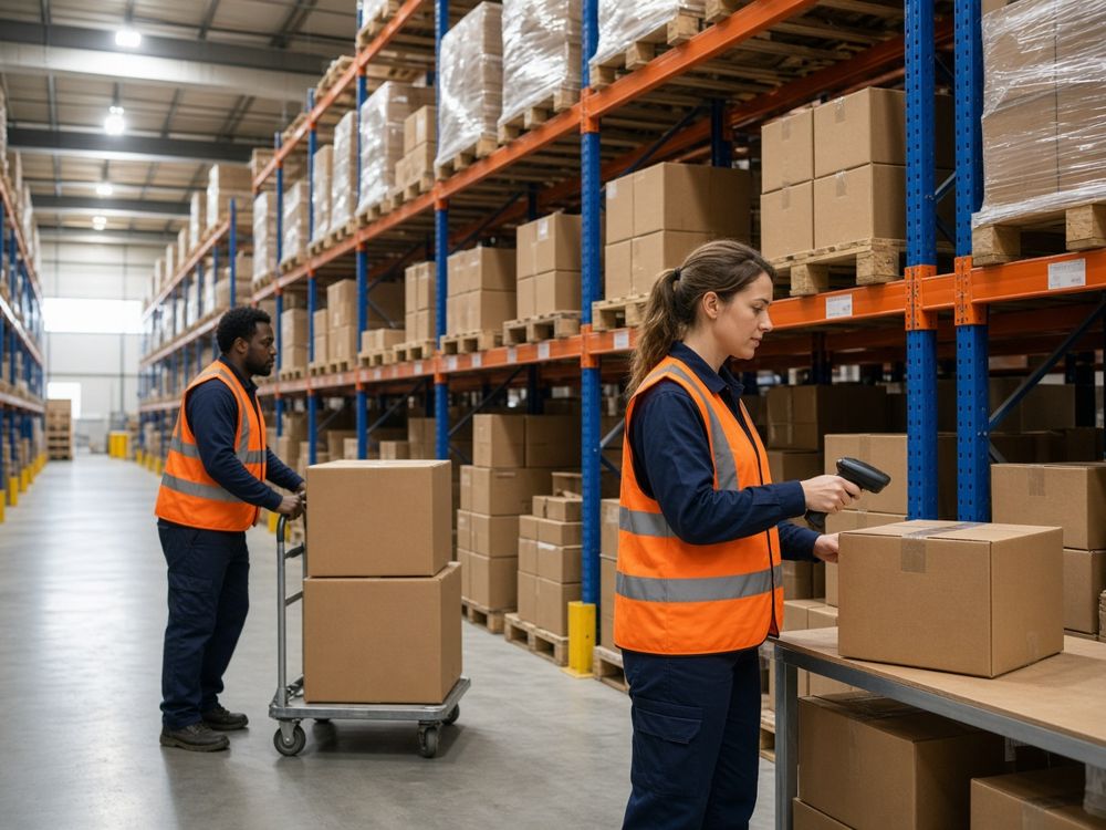 Swiftmark warehouse staff preparing parcels