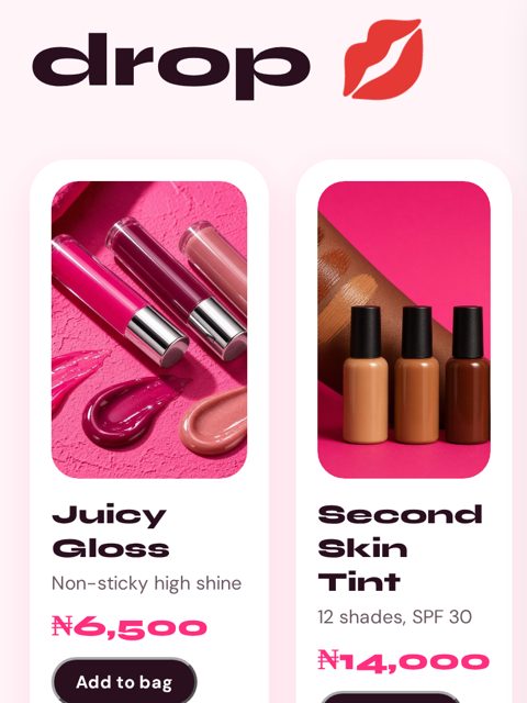 Phone view of the Glow Riot Beauty demo website